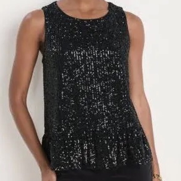 SEAGOO Tops - ZEAGOO:  BLACK SEQUIN TANK TOP SIZE L